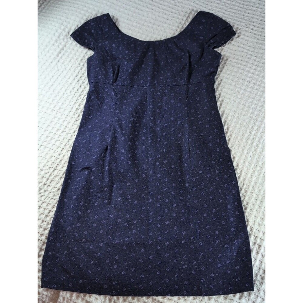 GAP Navy Cap-Sleeve Midi Dress with Micro Floral Print Size 4